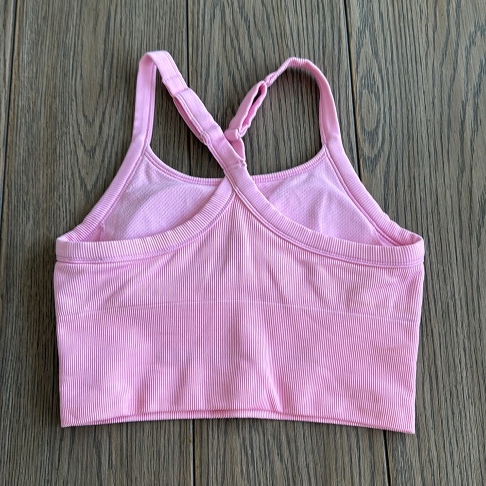 ALO Yoga Bubblegum Pink Ribbed Crop Tank - Picture 4 of 11